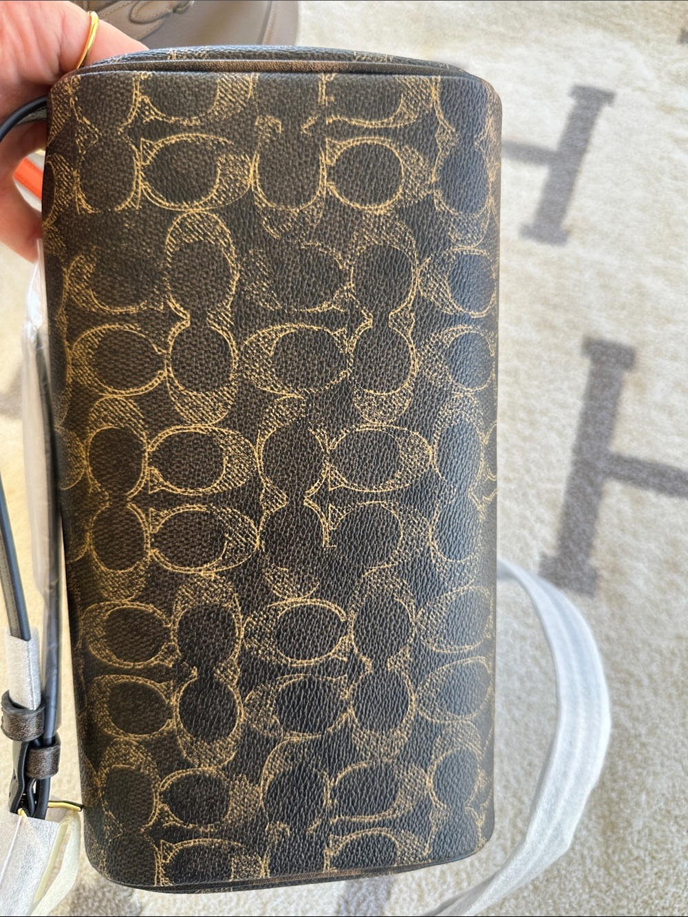 Coach Brown Logo Barrel Satchel with Gold Hardware - Picture 7 of 9